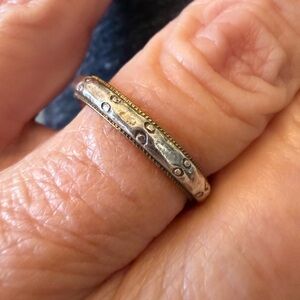 Vintage Sterling Silver Band Ring with 10k Gold Filled Detail Size 7